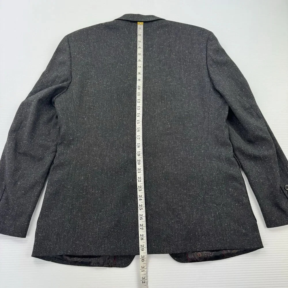 Tallia Mens 42R Blazer Sport Coat Gray Western Shoulder Patch Paisley NWOT